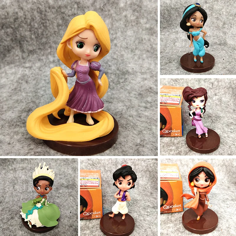 

3pcs Disney Cartoon Figurine Aladdin Rapunzel Jasmine Tiana Rapunzel Princess PVC Action Figures Collection Model Kids Toys Gift