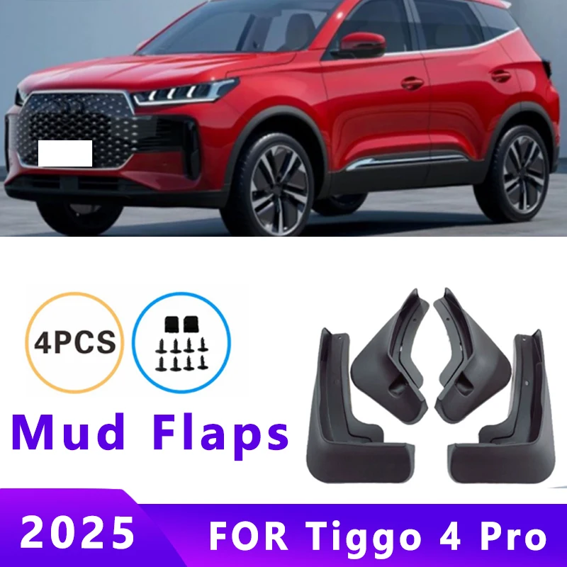 

Mud Flaps Fit for Chery Tiggo 4 Pro 2025 Mudguards Tire Fenders Splash Proof Accessories Wheel Guards 4ps