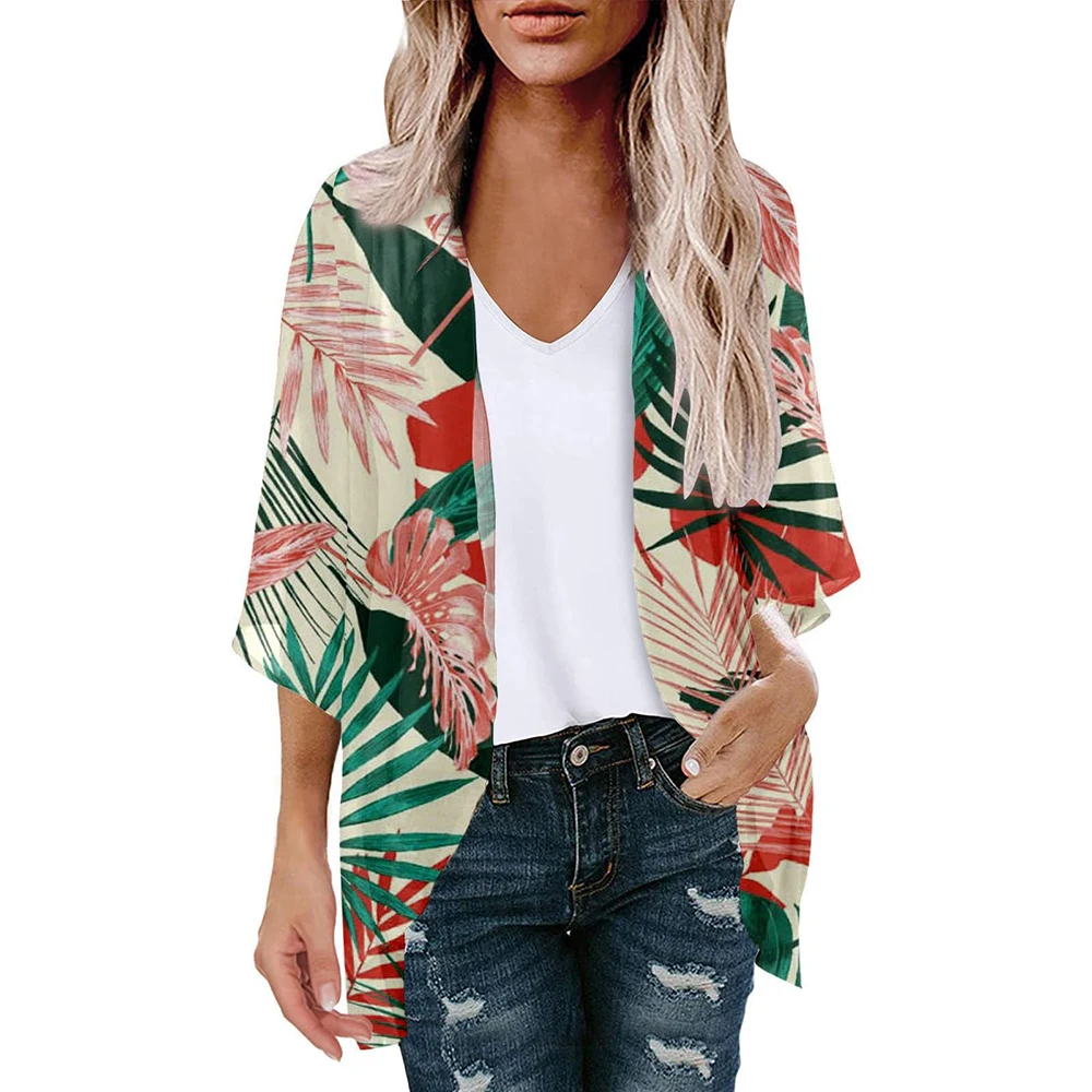 2023 New Summer V Neck Kaftan Beach Cover Up Summer Women Beachwear Cotton Tunic Oversize Bikini Cover-ups loose printed dress