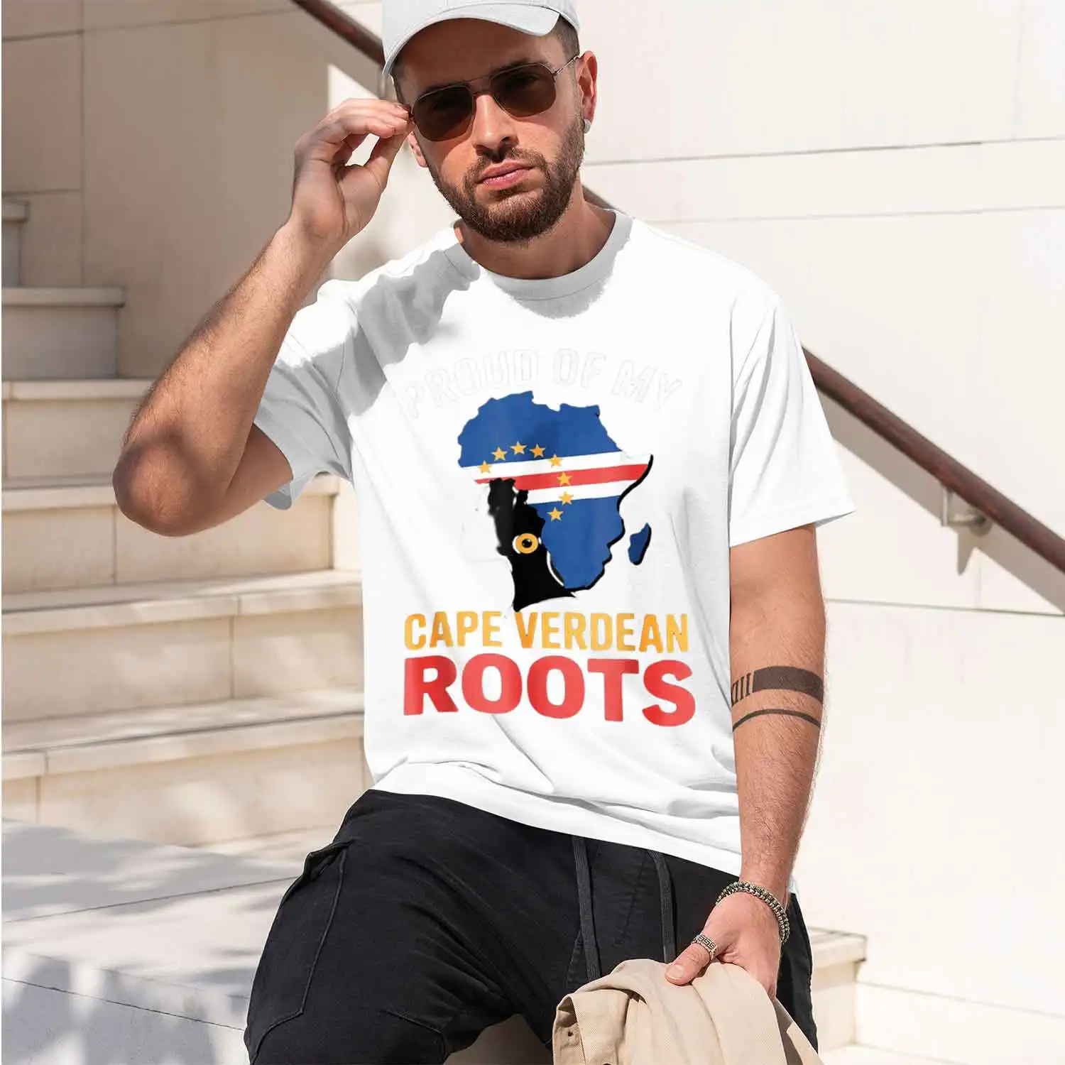 Ce Verdean Roots Cabo Verde Flag P Verdian Ce Verde T-Shirt Man Clothes Short Sve Men's T-shirts 2026 New Model Short-sleeve cre