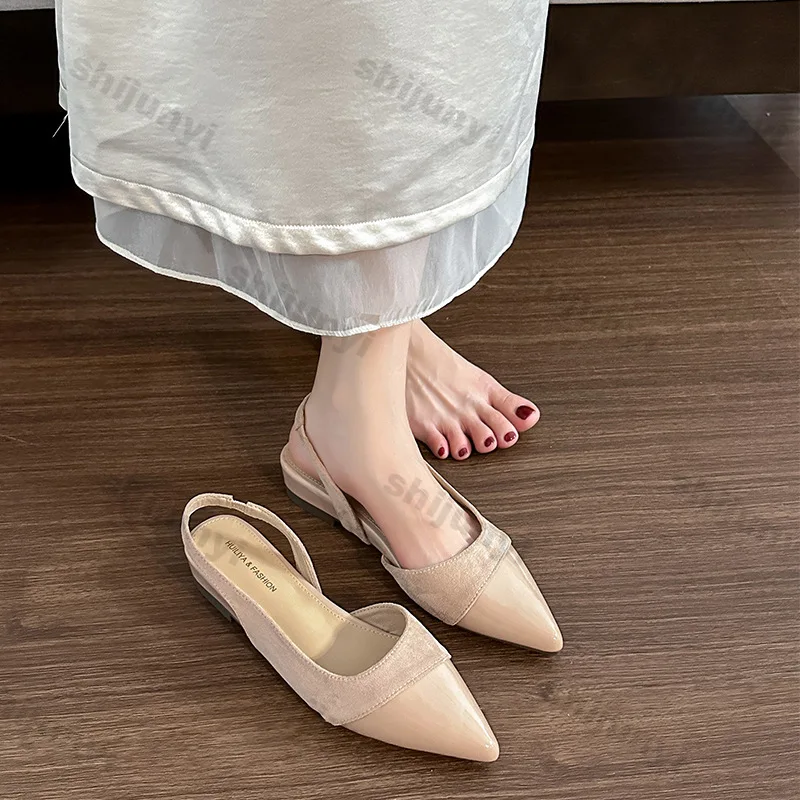 2025年夏新作-レディースサンダル-通気性抜群-おしゃれ-滑り止め-カジュアルシューズ-軽量-履きやすい-スリップオン-ポインテッドトゥ-レザーシューズ