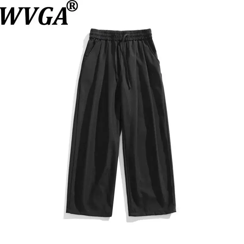 WVGA Spring Summer New Men Tide Streetwear Straight Loose Solid Color Linen Ice Silk Trousers Ncihe Chic Casual Pants Ins W24506