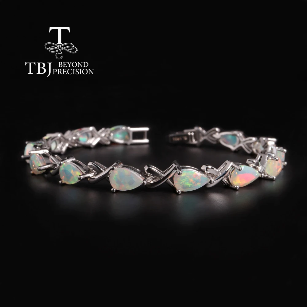 Gorgeous precious and colorful October Birthstone Natural Opal Bracelet 925 Silver Rare Gems fine jewelry women anniversary gift