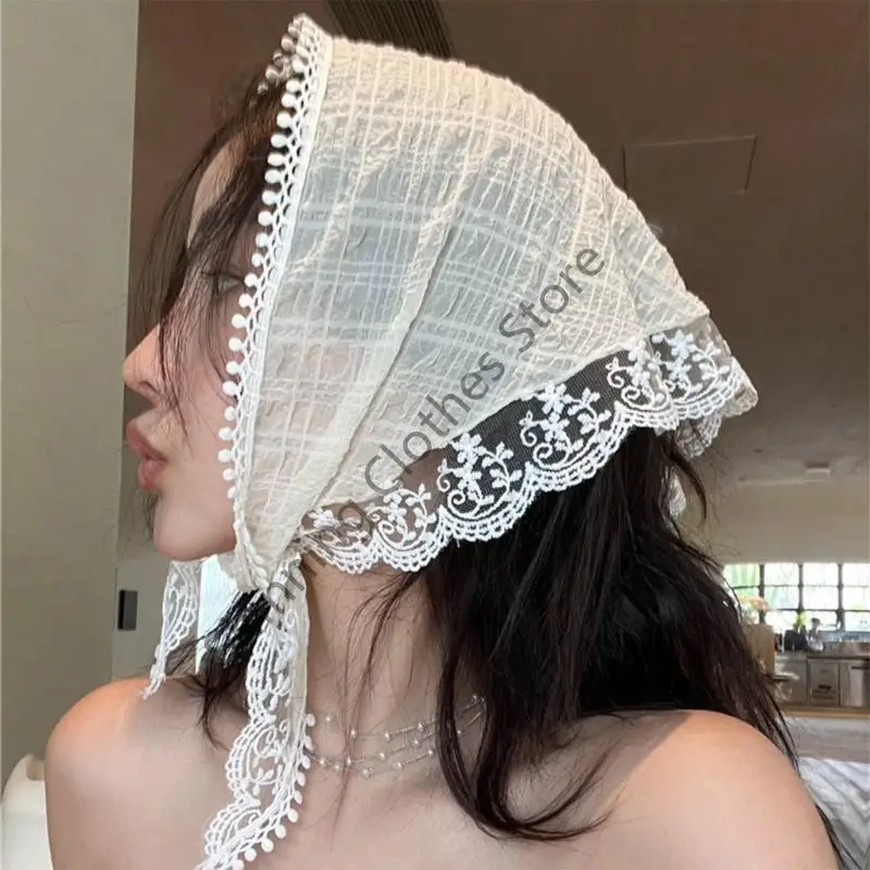 M68A Floral Lace Capelli Bandana Bandana Cravatta annodata Kerchief French Head Kerchief French Head Kerchief French Head per le