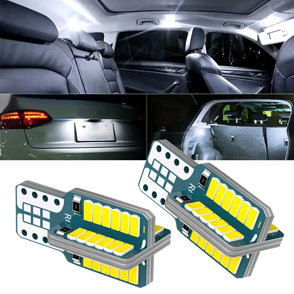 

2pcs Car Universal White T10 Led Bulbs W5W 48SMDs 3014 6500K Reading License Plate Light Signal Lamp Car Interior Accessories