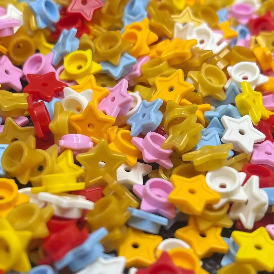 500 Stück Moc 11609 Bausteine Runde Platte 1x1 mit Stern und Kleinem Loch DIY Bausteine Kompatible Teile Zubehör Spielzeug – Detail 5