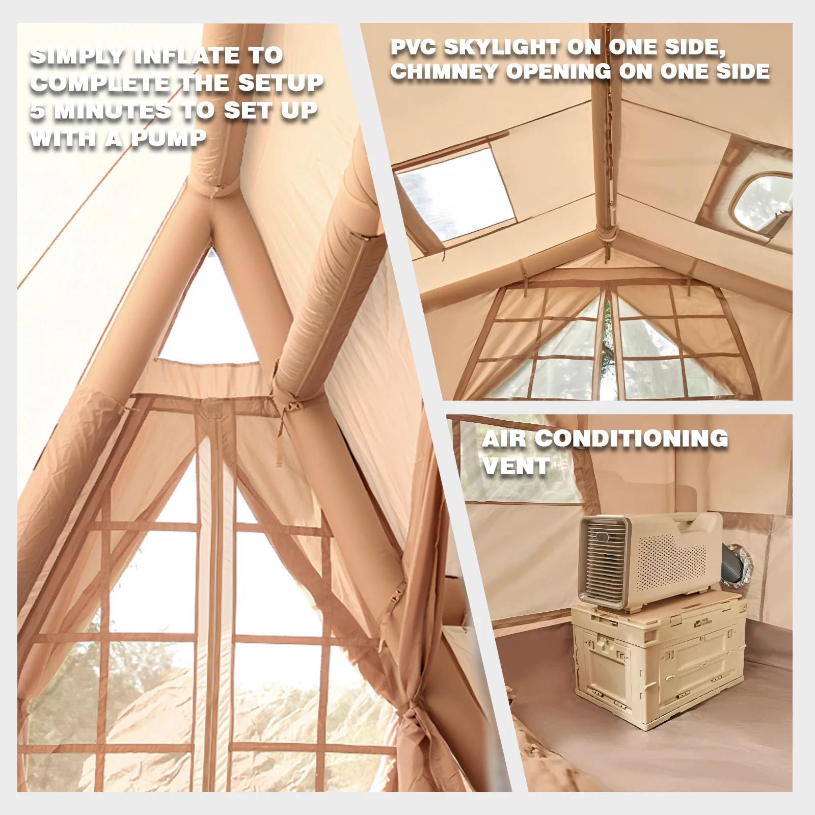 Tents for Camping, Blow Up Tent with Canopy, Luxury Inflatable Tent House