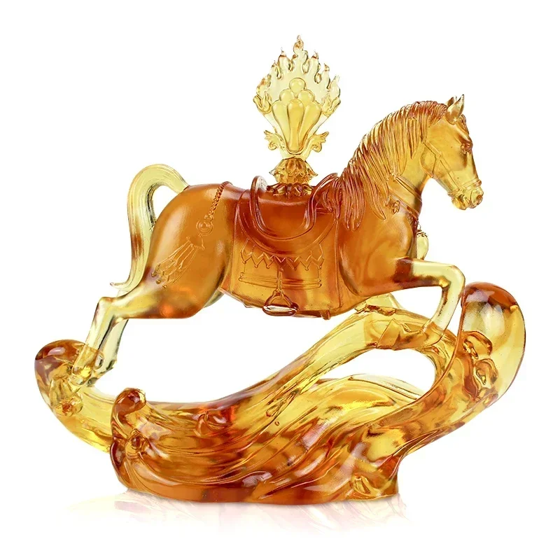 Professional factory Home Unique Custom Handmade Glass Sculpture Decoration Crystal Lucky Horse Statue