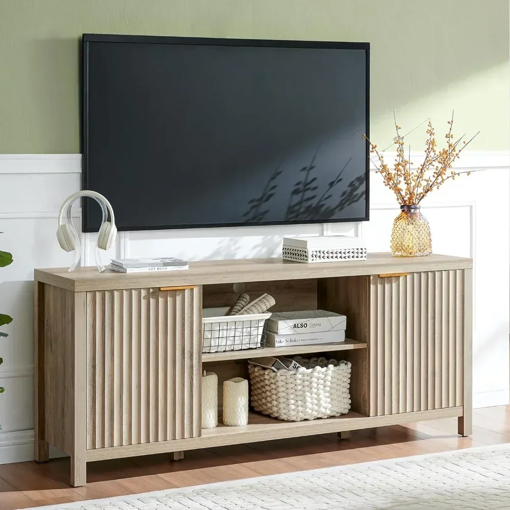 TV Stand for Living Room, 50/55/60/65 Inch Television Stands, Entertainment Center with Storage, 2 Cabinet Media Console