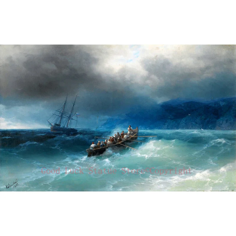 

wholesale art-Ivan Aivazovsky Sea seascape Storm over the Black Sea 1893 GOOD PRINT ART painting ON CANVAS--free shipping