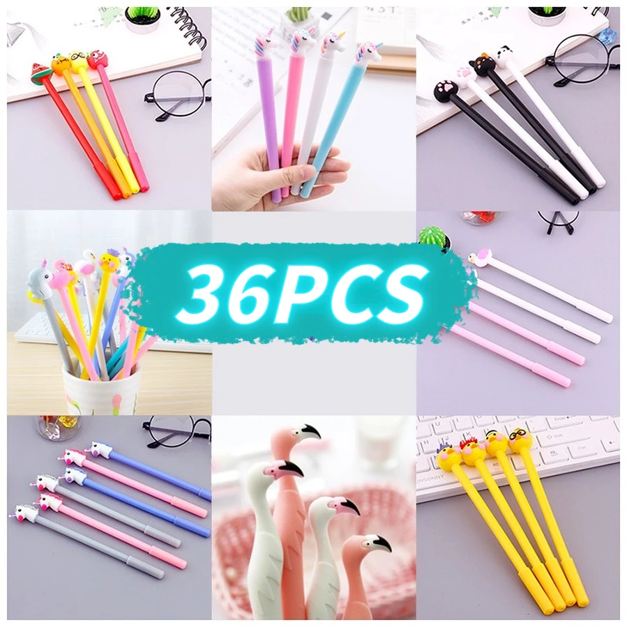 Jonvon Satone 36 Pcs Cute Gel Neutral Pen Stationery Black Ink Pen Wholesale Stationary Set School Supplies Tools Escolar Caneta