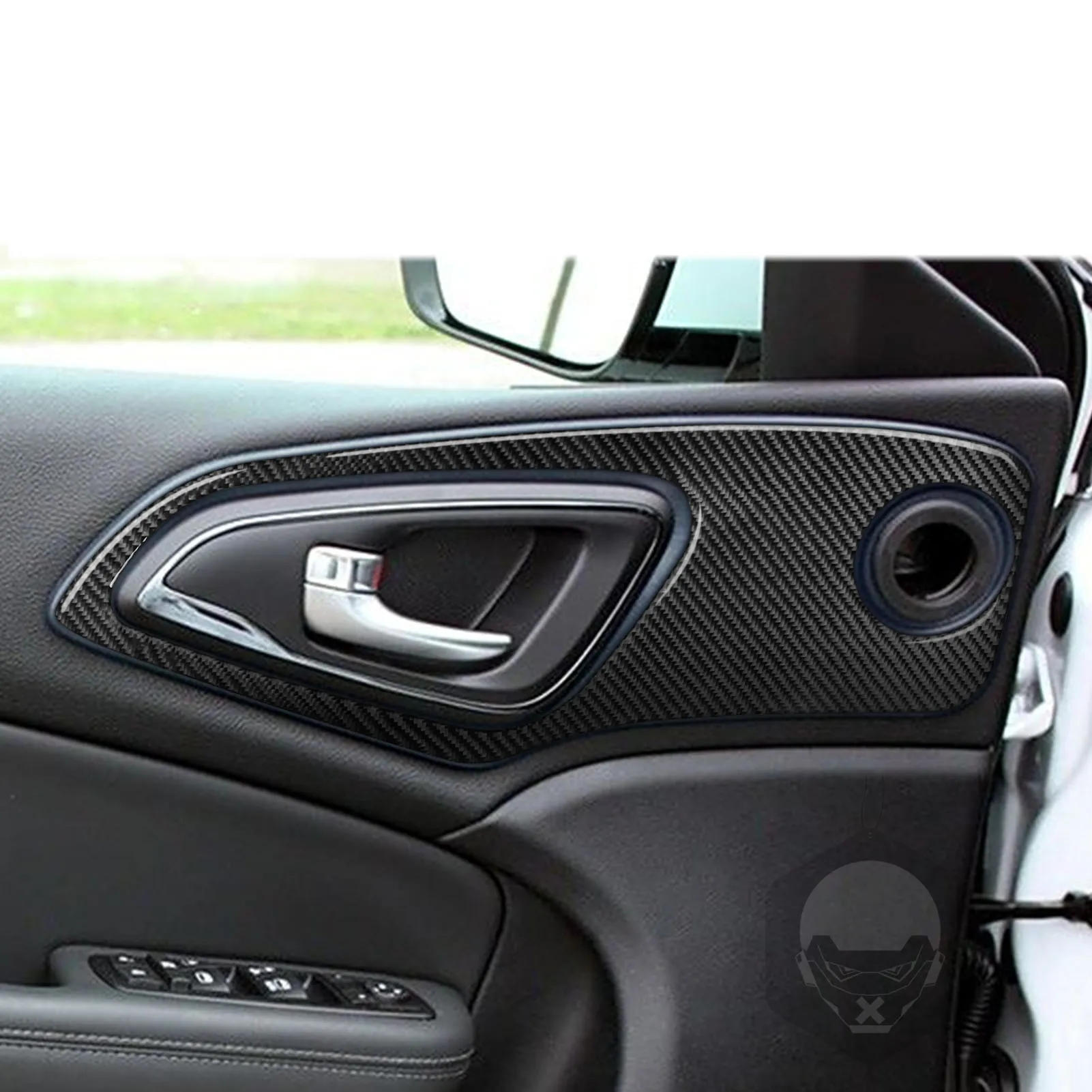 For Chrysler 200 2015 2016 2017 Flexible Real Carbon Fiber 2-Piece Door Panel Overlay Trim Set