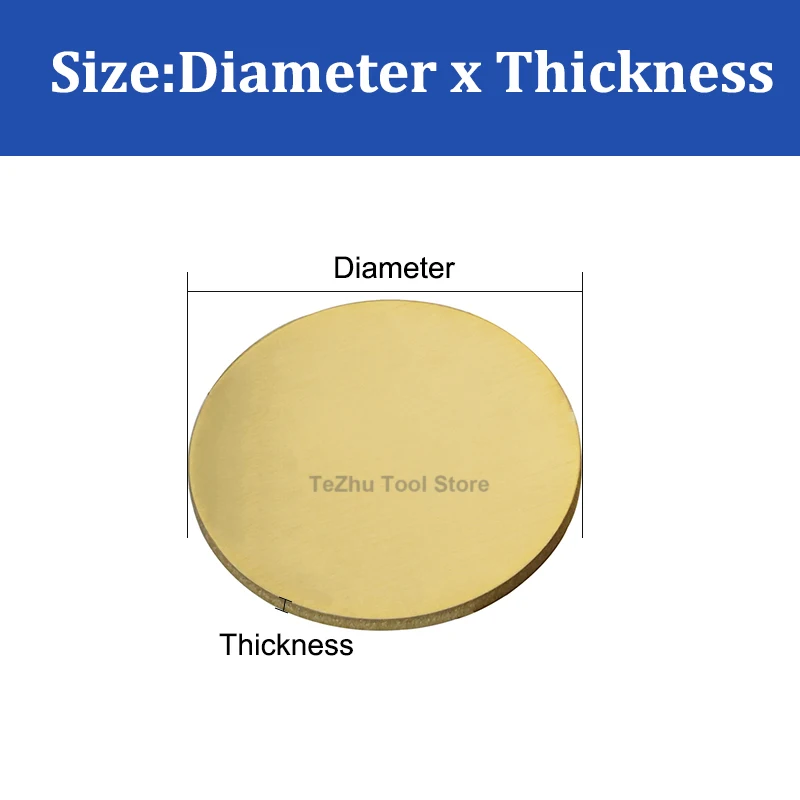 Dia 50-300mm Brass Round Plate Brass Disc Sheet Brass Gasket Round Plate Board DIY Material Thickness 0.3-5mm