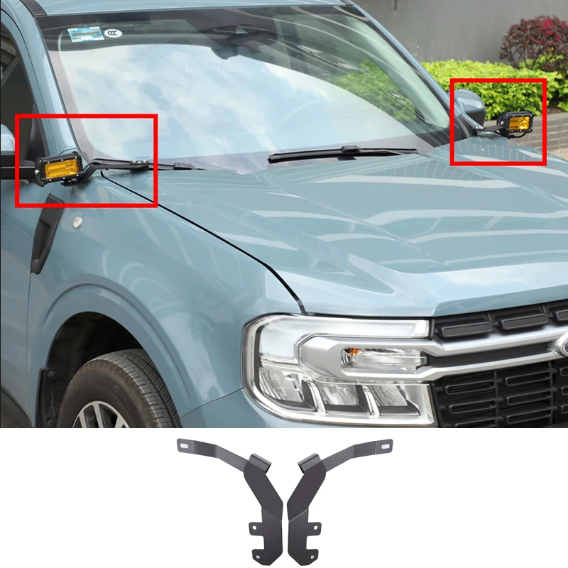 For Ford Maverick 2022-2024 carbon steel black hood lighting bracket spotlight bracket car exterior modification accessories