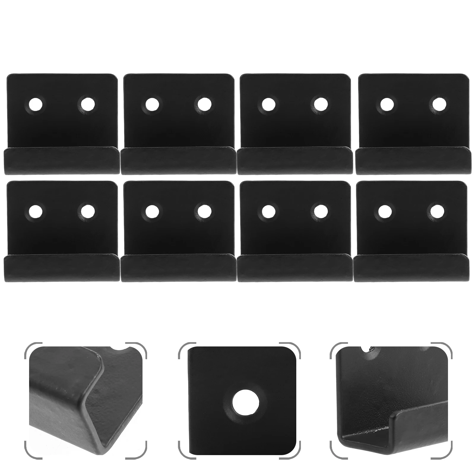 

8pcs Black Tile Hanger Wall Brackets U Hooks Adjustable Clips for Bathroom Tiles Shelves Display Hardware