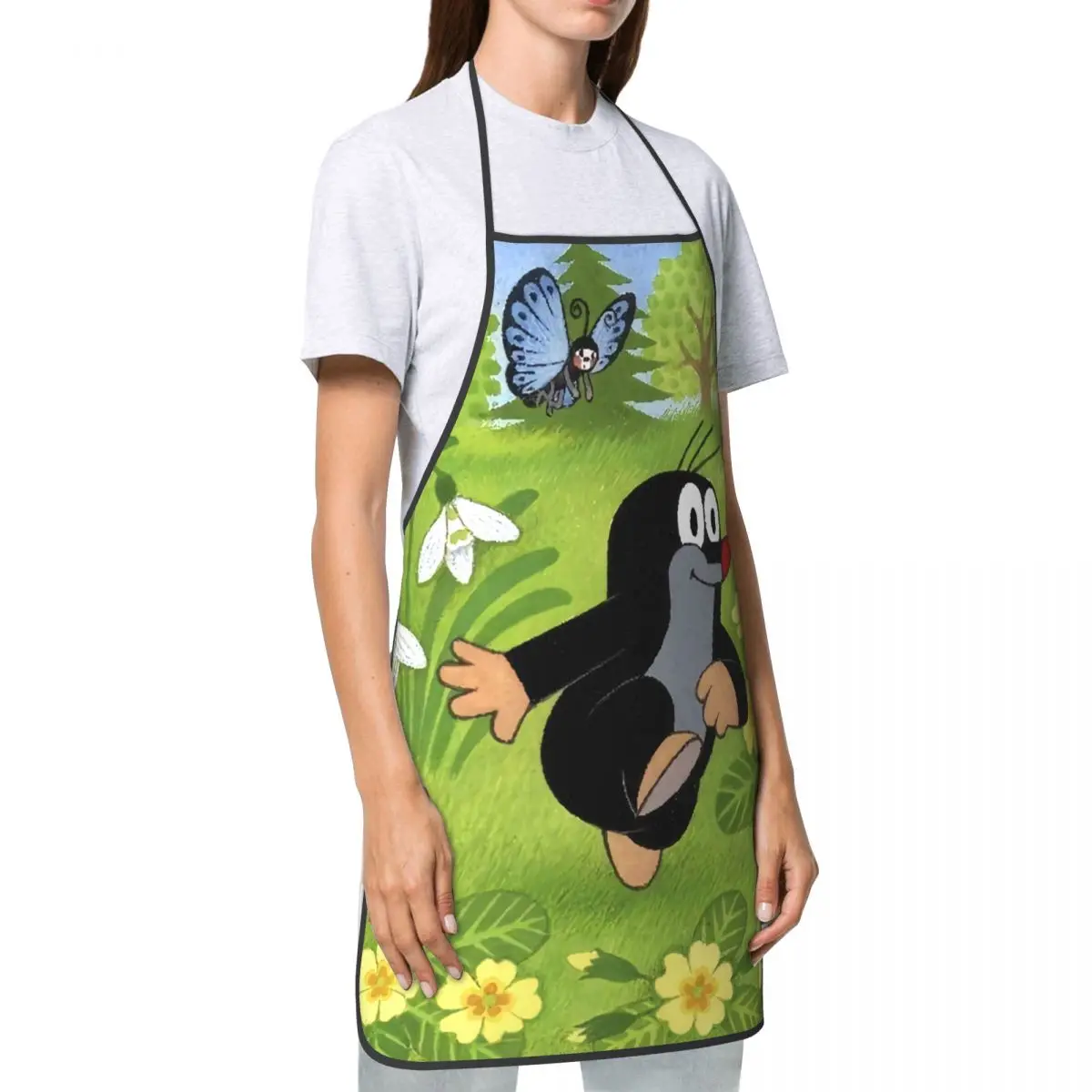 Cute Happy Mole Krtek Funny Apron Women Men Cartoon Little Maulwurf Adult Unisex Kitchen Chef Bib Tablier Cuisine Cooking Baking