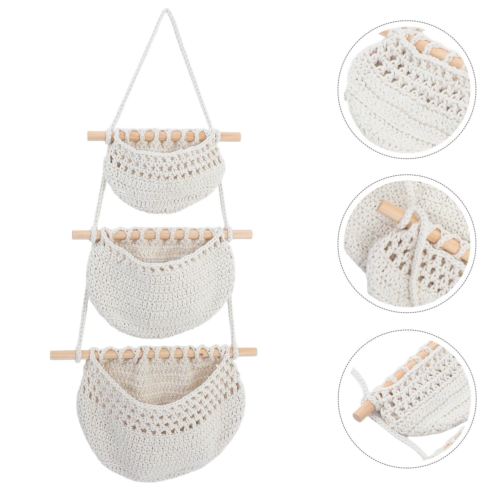 

Fruit Hanging Net Bag Large Volume Basket Woven Wall Hammock Tea Table Decoration Vegetable Storage Cotton Rope Baskets