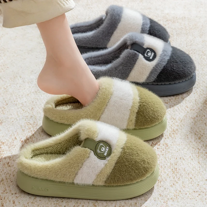 

Cartoon thick-soled anti-slip couple cotton slippers in winter warm home bathroom slippers anti-slip and wear-resistant