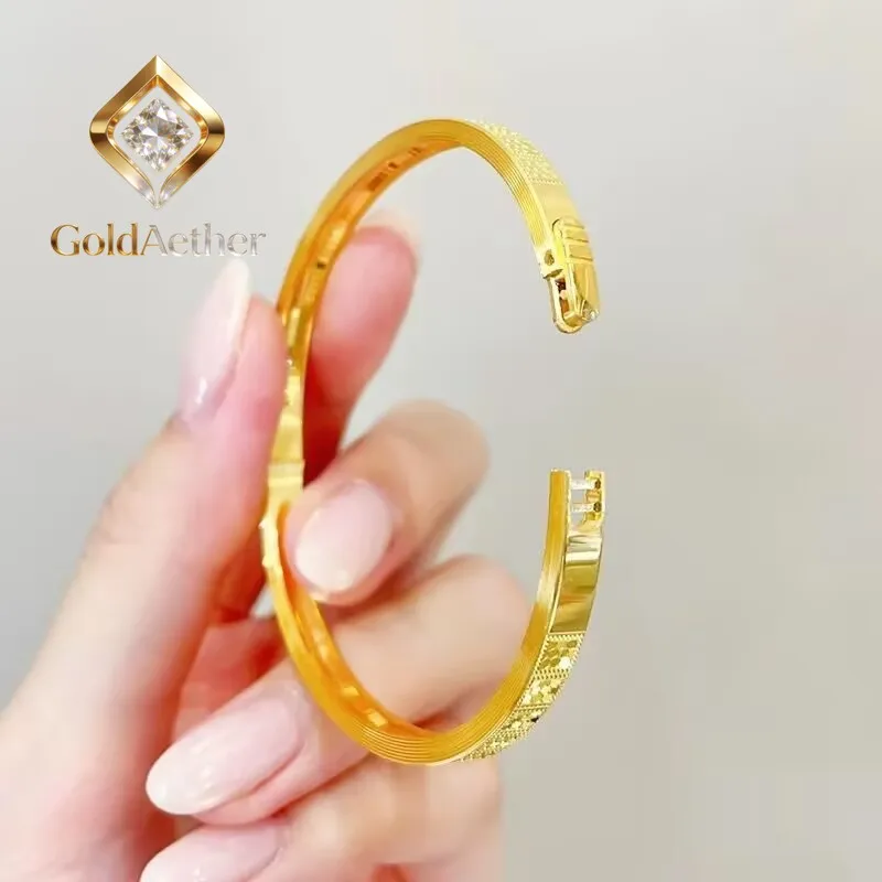 GoldNouveau Luxury 24K 9999 Pure Gold real gold Fish scale imperial concubine buckle bracelet light luxury women's bracelet
