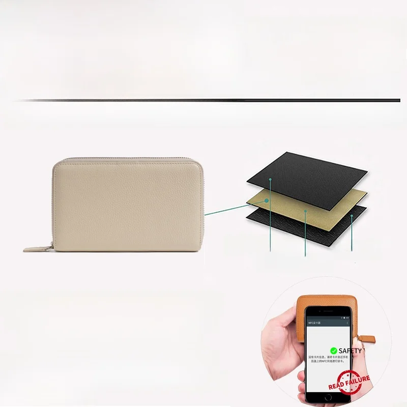 

Long RFID Leather Wallet Zipper Travel Ladies High Capaci Card Positioning Passport Bag Money Holder Modern Paul Brand