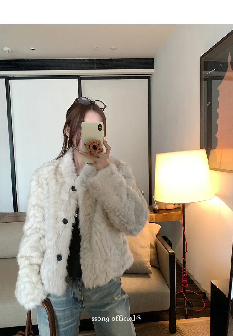 Women Faux Shearling Fur Coats Solid Fur Jackets Cotton Linen V Neck Long Sleeves Single Breasted Loose Fit Casual 2026 Winter