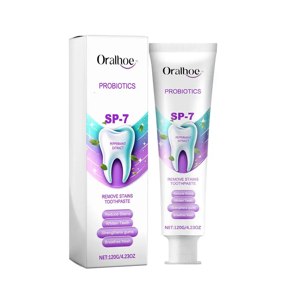 SP 7 dentifricio schiarente probiotico igiene orale del dentifricio rinfrescante con alito sbiancante e probiotici 120g N0O3