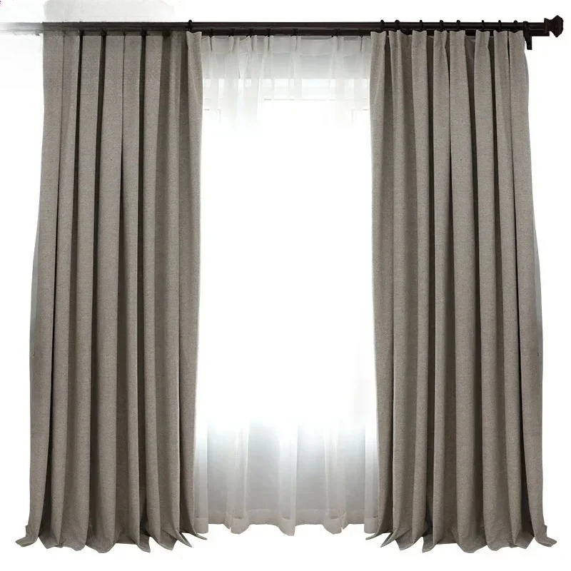 

Custom Size Full Blackout Curtain Linen Blackout Curtain Simple Modern Curtains for Living Dining Room Bedroom Decor Fashion
