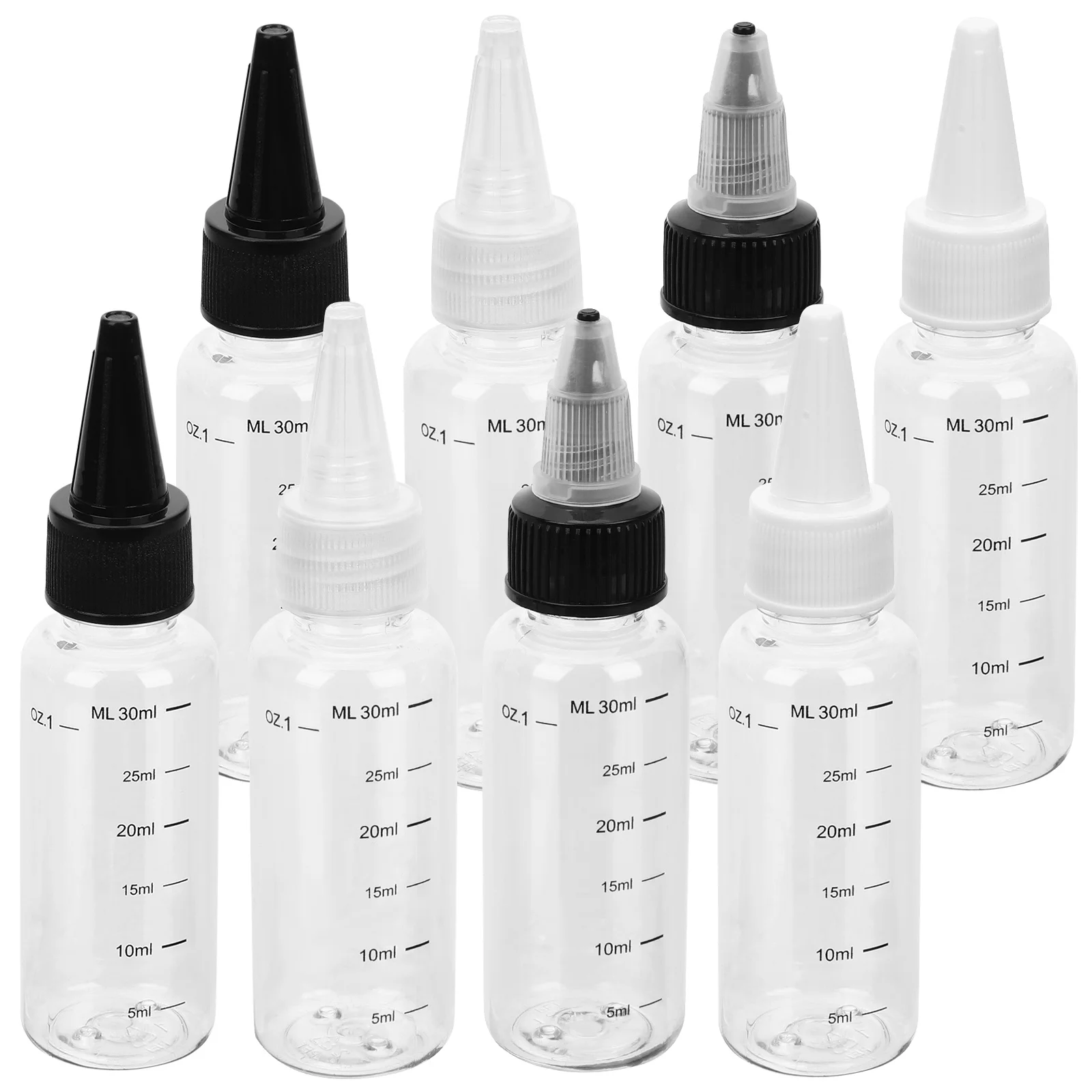 

8Pcs Transparent Essential Oil Squeeze Bottles Refillable Scale Design Leak-Proof for DIY Crafts Spa Salon Hair Dye Lotion