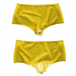 100% Latex Hose Rubber Gummi Panties shorts pants Sexy Yellow Handgefertigt