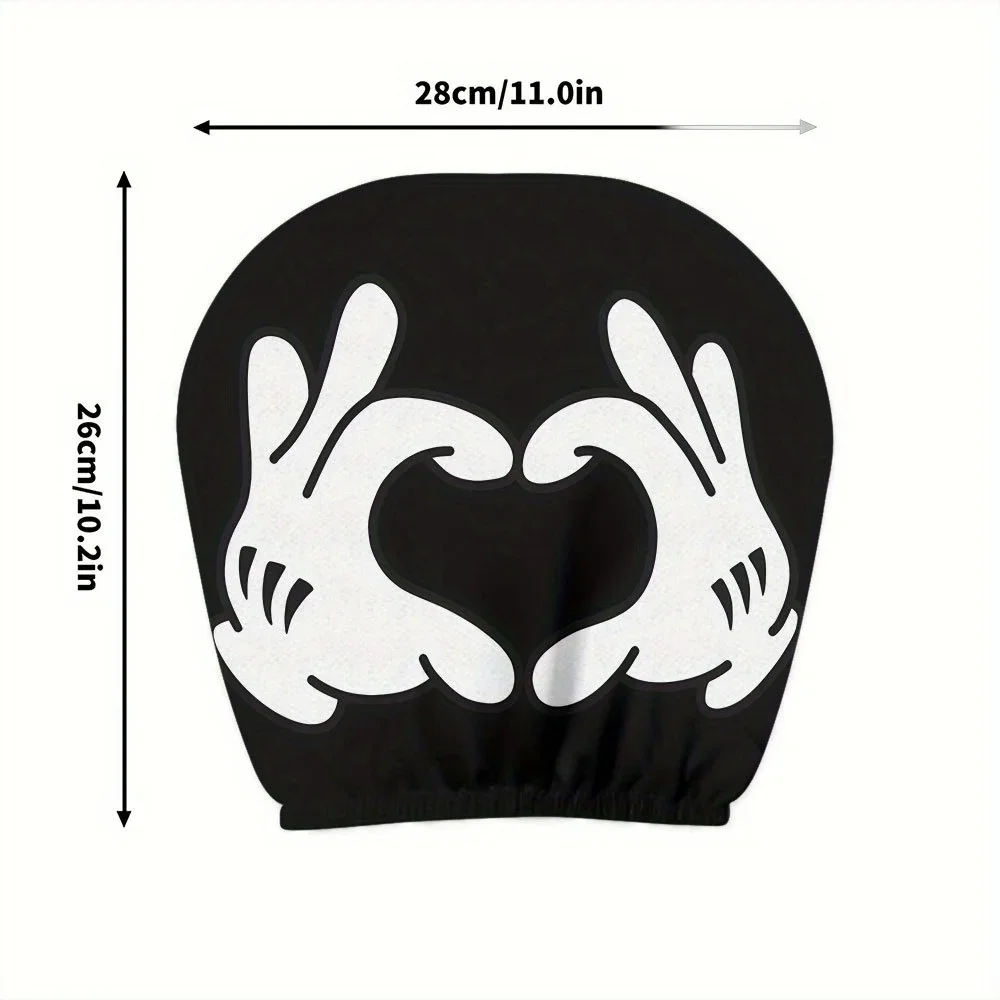 Valentine's Day gift limited edition white glove heart breathable headrest cover 2pcs, anti-stain car interior accessories
