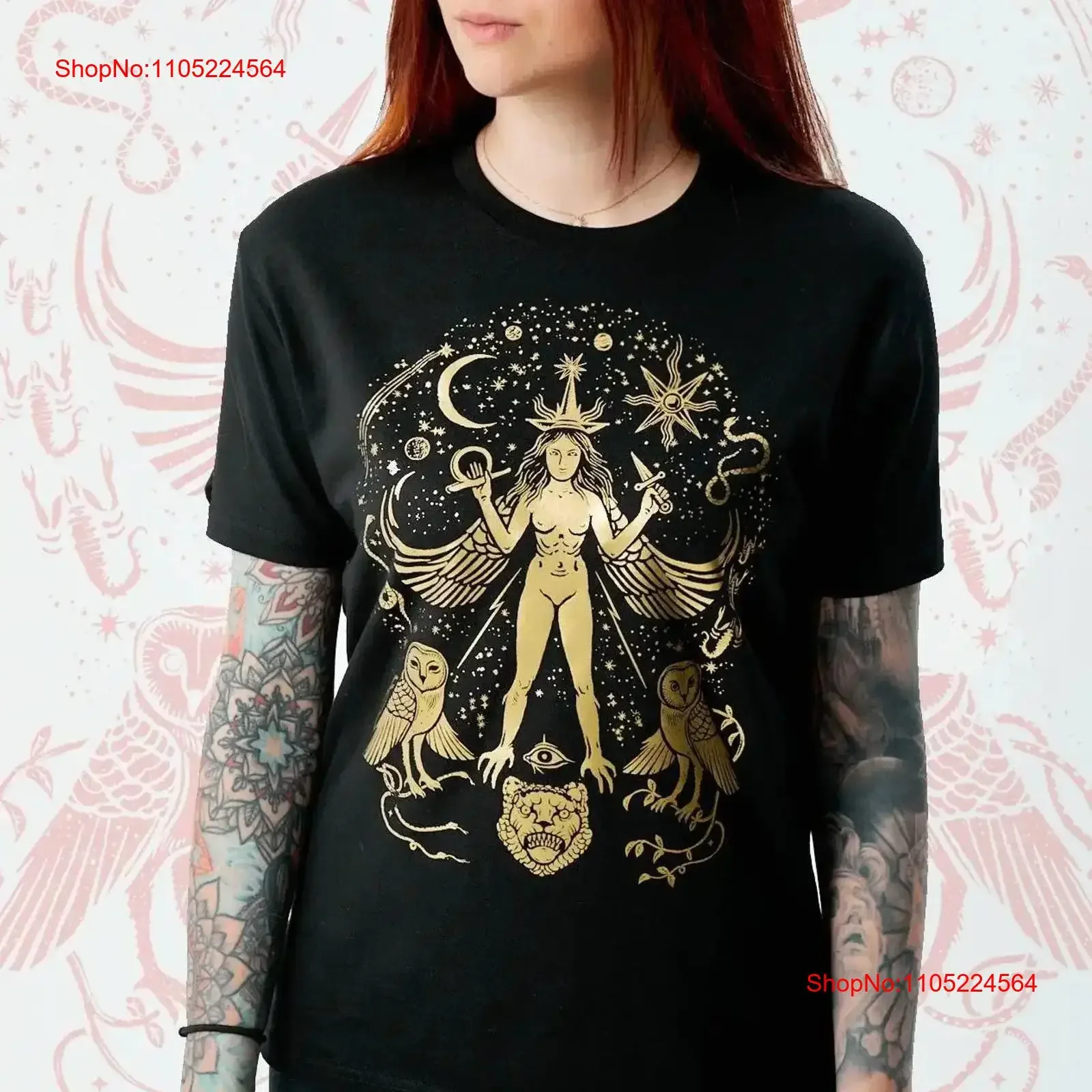 

Gold Silver Inanna with Stars Ishtar T Shirt ritual clothing vintage Washed Breathable Comfortable Stylish homme Versatile