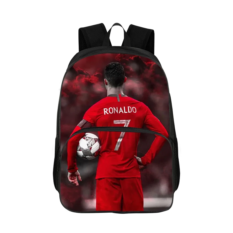 Ronaldo 3D Printing School Backpack Football Star School Bag CR Mochila Student Back Pack Bag for Boys Girls Best Gift