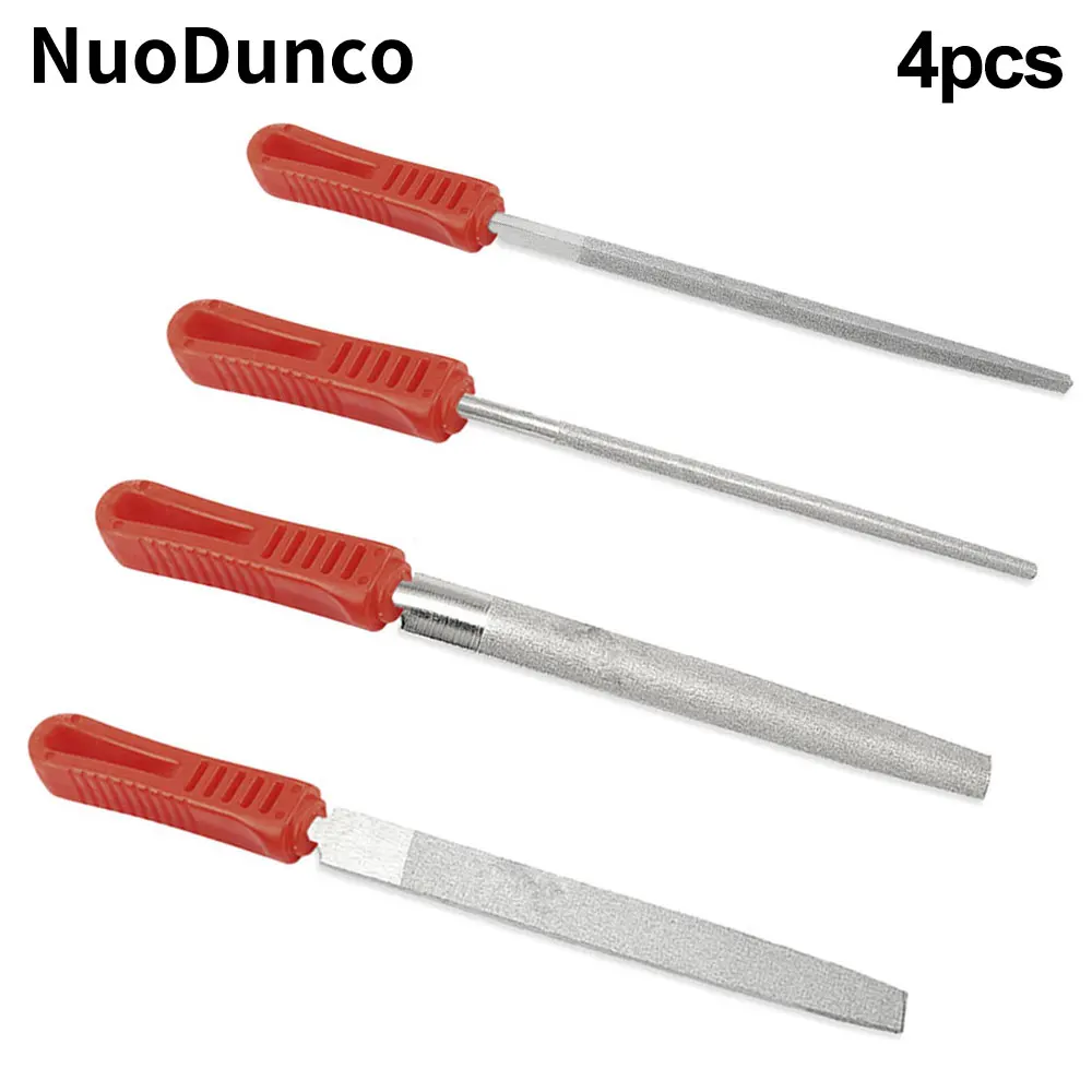 4Pcs 6/8/10-inch Diamond Files Half-Round Files Triangle Files Round Files Flat Files For Metal Wood Jewelry&Ceramics Polishing