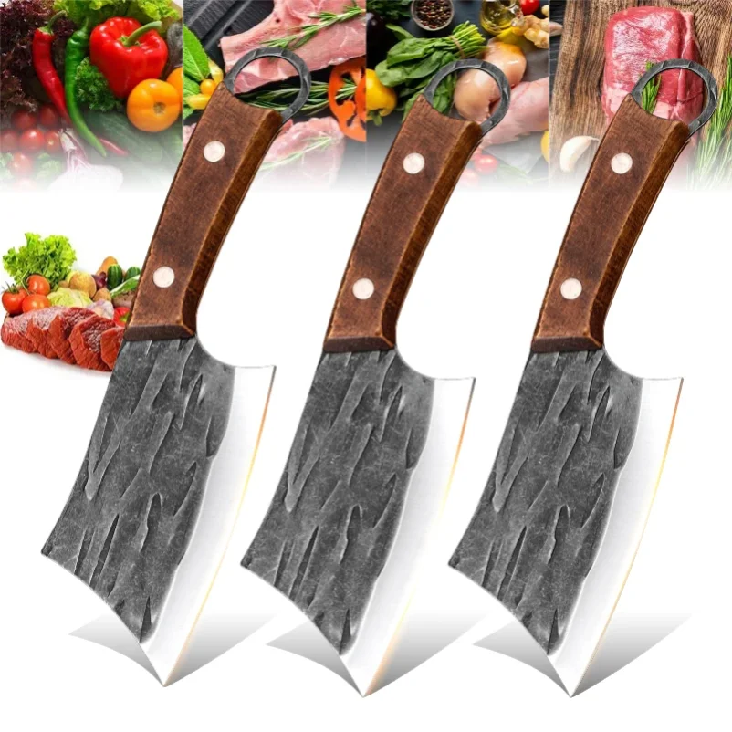 

Meat Cleaver Multifunctional Forged Kitchen Knife Stainless Steel Fruit Fish Butcher Knife Chef Boning Knife Wooden Handle Knife