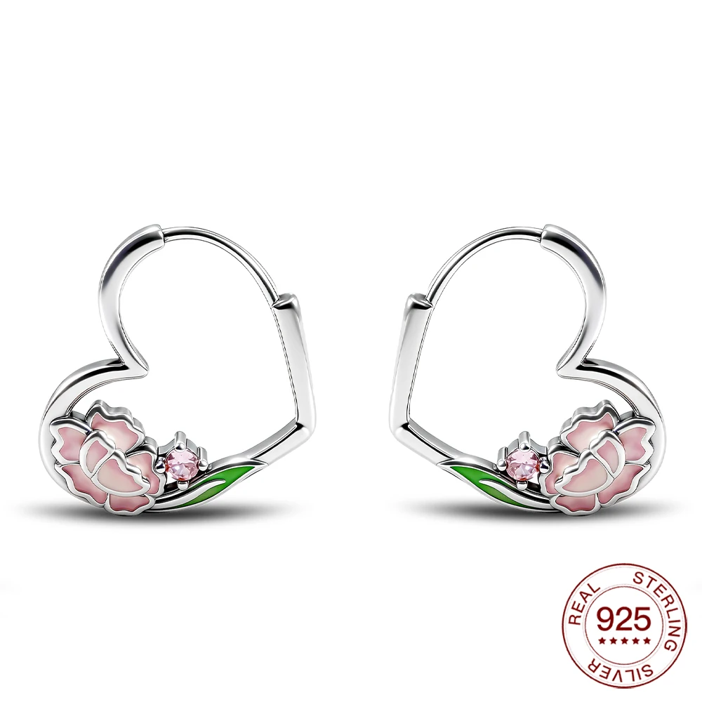 Pendiente de plata de ley 925, clavel de resina hipoalergénica, pendiente en forma de corazón, apto para el día de la madre, regalo de joyería de aniversario de amor