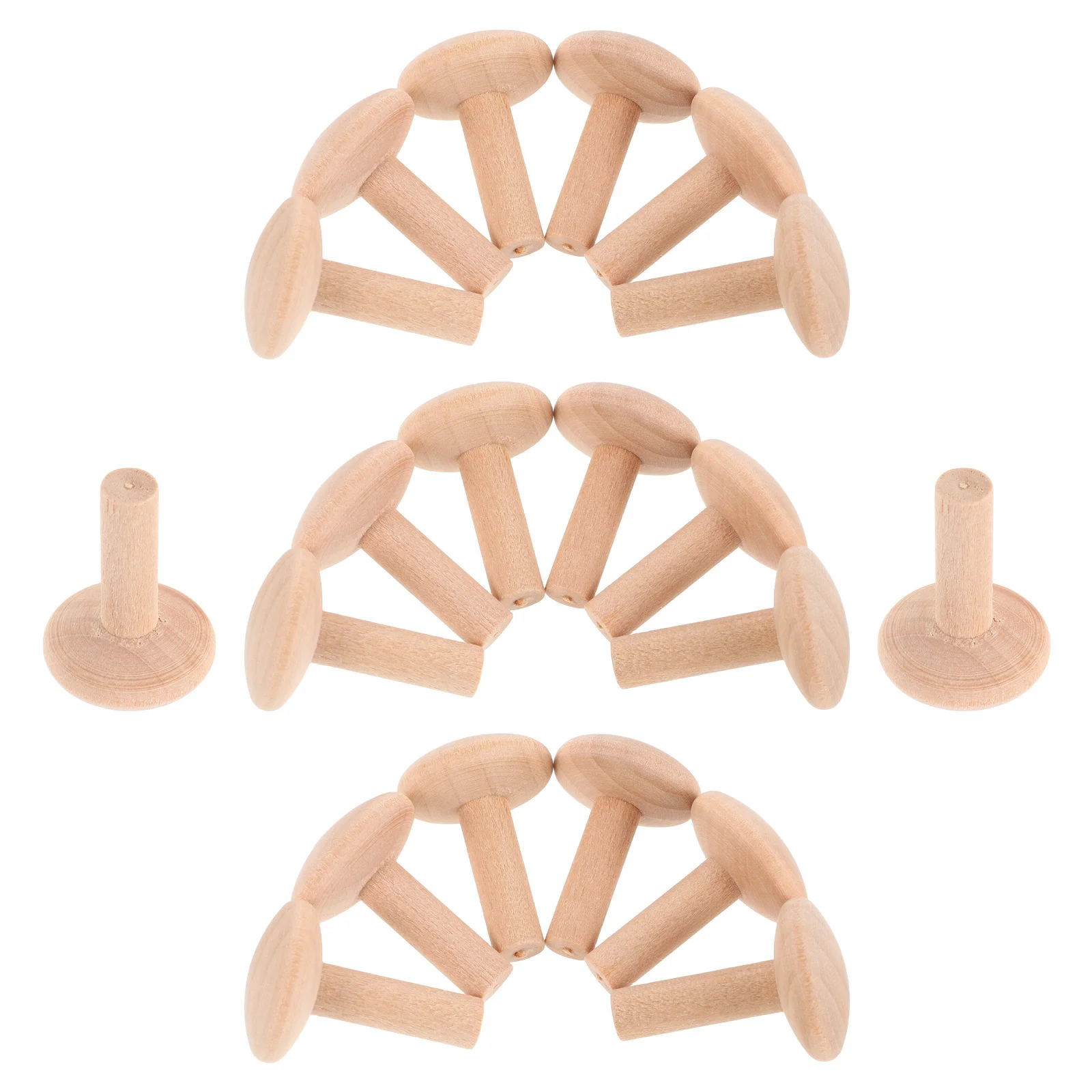 

20Pcs Hardwood Dowels Natural Wood T Shaped Round Head Small Wooden Pegs for DIY Furniture Repair Craft Wood Pins Handmade