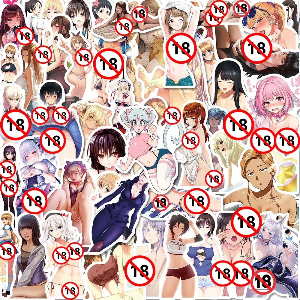 10/30/50PCS Anime Sexy Girls Hentai Waifu Stickers Decals Graffiti Laptop Skateboard Car Waterproof Sticker for Adult Toys Gifts