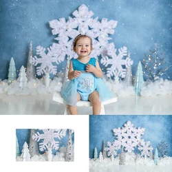 Snowy Glittery Flakes Trees Backdrops Winter Kids Photography Child Baby Birthday Cake Smash Photocall Snowflake Backgrouds