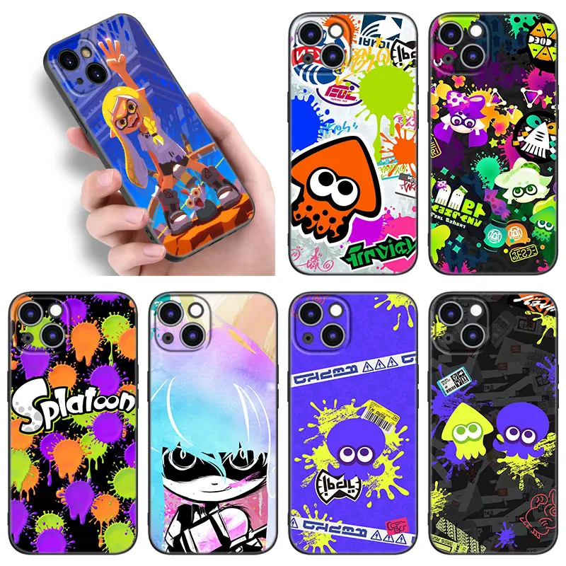 Video Game Splatoon Phone Case For Apple iPhone 12 13 Mini 11 14 15 Pro Max 7 8 Plus X XR XS SE 2020 2022 Black Silicone Case