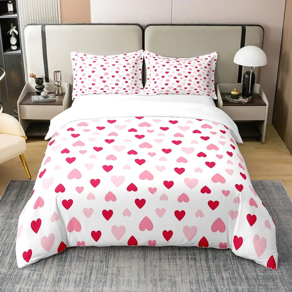 

Love Comforter Set Queen King Full Size Heart Shaped Bedding Sets Full for Teen Girls Women Men Boys 3 Piece with 2 Pillow Shams