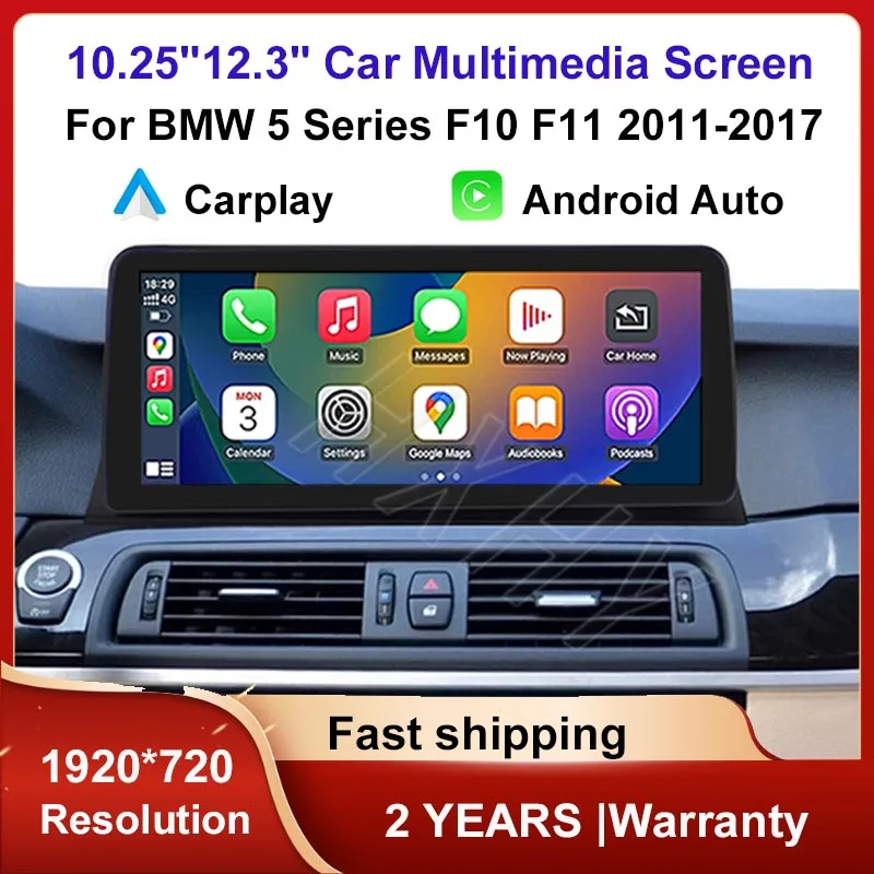Android Auto Wireless CarPlay Car Multimedia Touch Screen Display For BMW 5 Series 520i F10 F11 CIC/NBT 2013-2017