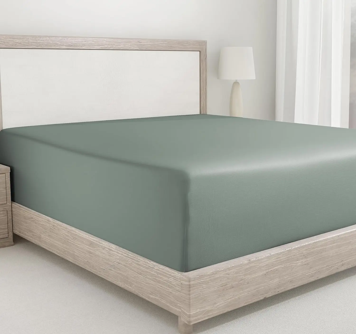 

Fitted Sheet For King Size Bed, Deep Pocket Soft 400 Thread Count 100% Cotton Sateen, No -Off Elastic, Durable Hotel Quality