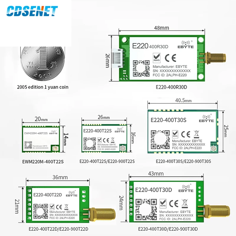 LoRa Wireless Spread Spectrum Module LLCC68 CDSENT E220-T Series 433/470/868/915MHZ Test Board 30dBm 10KM SMD UART FSK RSSI ISM