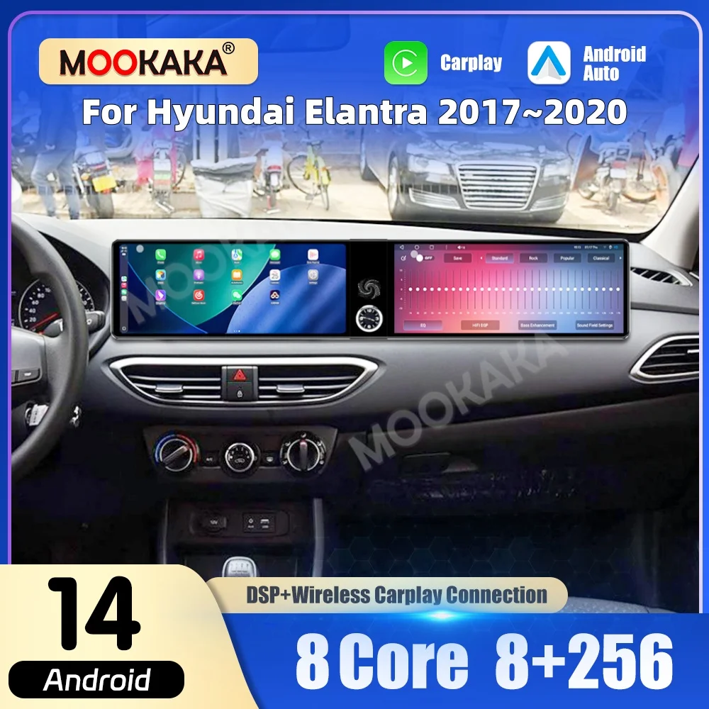 Dual 12.3“ Car Multimedia Player Android For Hyundai Elantra 2017~2020 Car Radio GPS Navigation CarPlay Auto DSP Head Unit