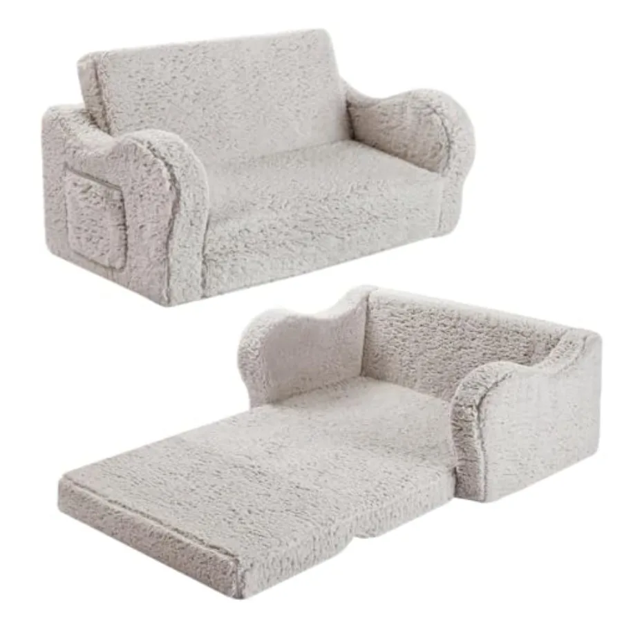 

Sofa 2-in-1 Flip-Out Foam Couch Soft Play Lounge Chair for Toddlers and Extra Wide