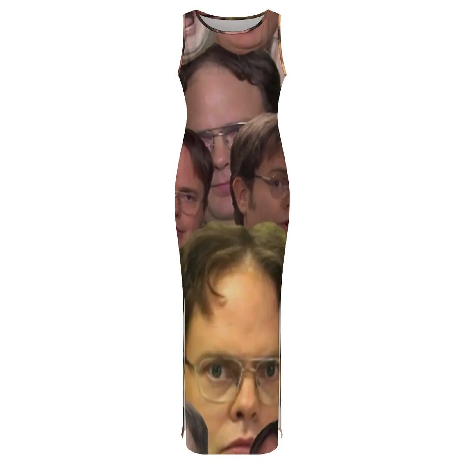 Dwight Schrute Abito con stampa senza maniche The Office Streetwear Abiti lunghi Abito aderente moderno Design donna Abiti oversize