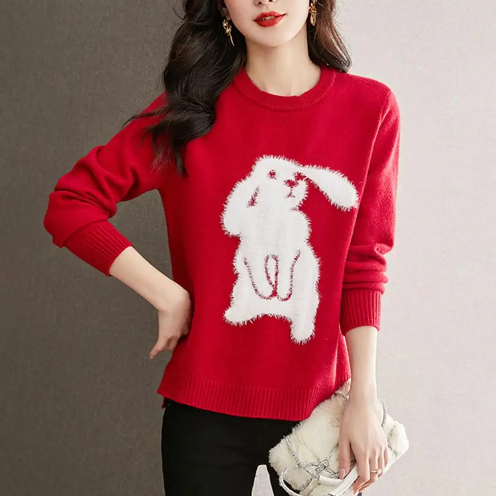 

Female Sweater Crew Neck Women Pullover Sweater Relaxed Fit Knitting Pullover Sweater