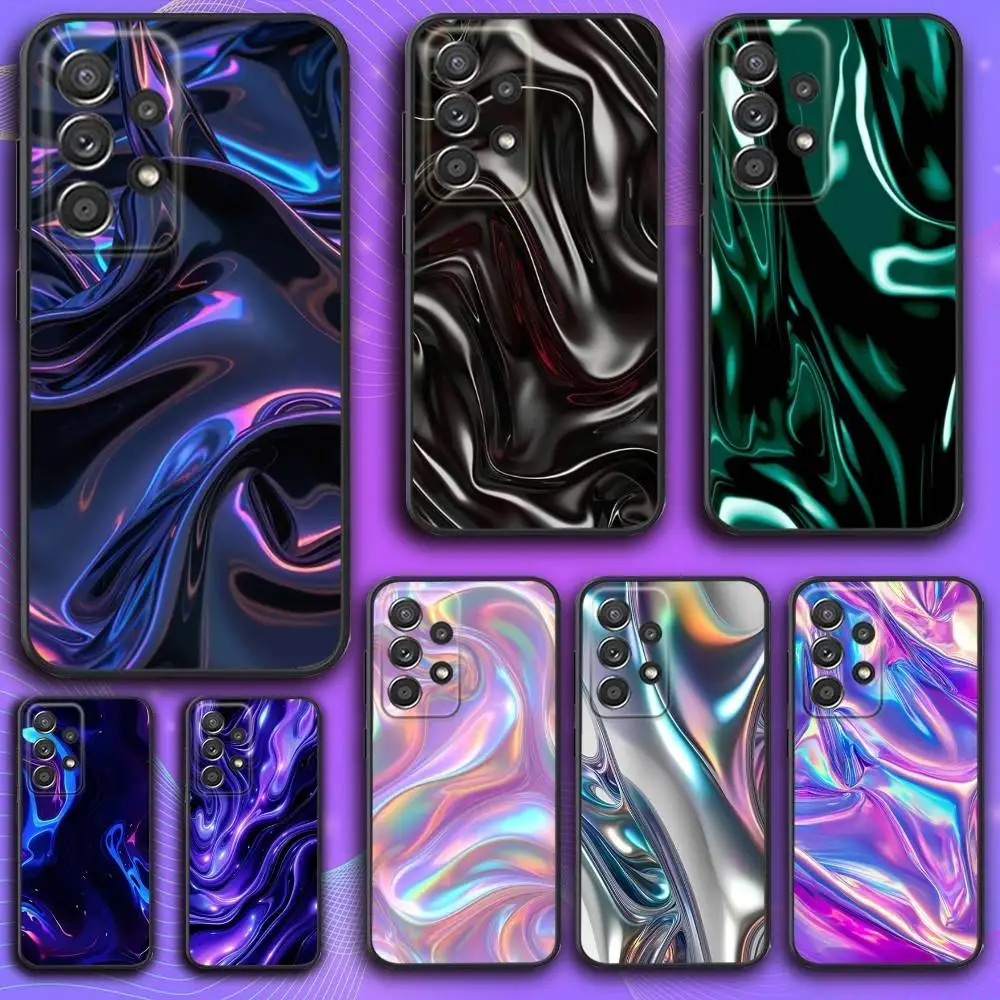 

Colorful S-Satin Art Phone Case For Samsung S 25,24,23,22,30,21,10,9,Ultra,Plus,Lite,FE,4,5 G Soft Black Case