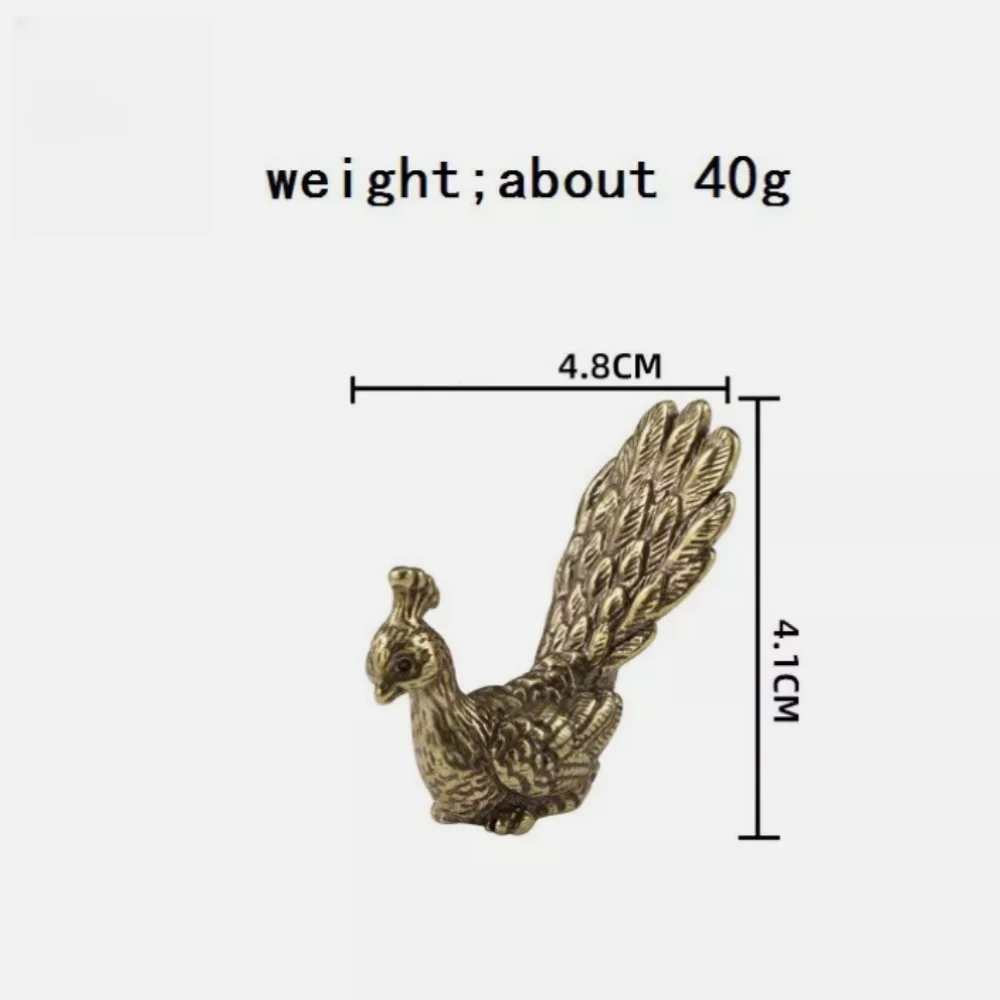 Antique Brass Peacock Figurine Tabletop Decoration Vintage Animal Figurine