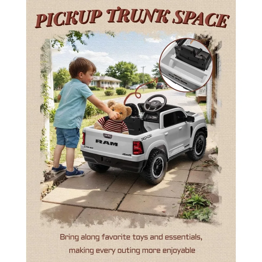 ركوب الأطفال المرخص 12 فولت على شاحنة، ركوب الأطفال الصغار على ألعاب مع جهاز تحكم عن بعد، مركبات كهربائية للأطفال مع مساحة تخزين سرير الشاحنة، Sm #6